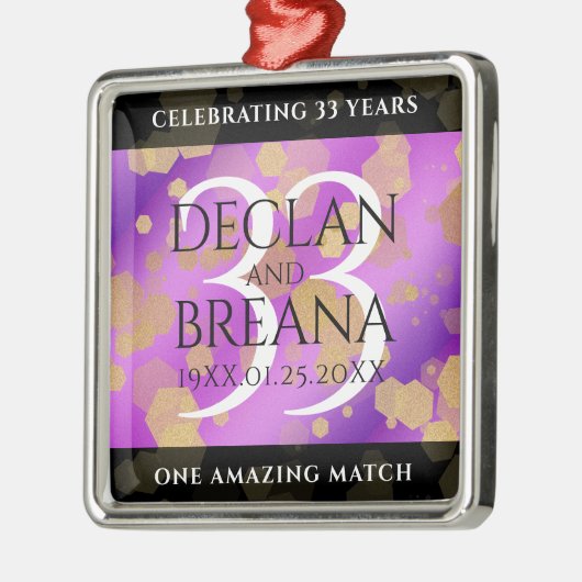 33エレガント回アメジスト結婚記念日 メタルオーナメント (左)