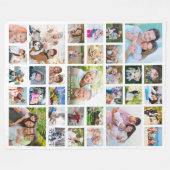 33パーソナライズされたフォトコラージュテンプレート白 フリースブランケット (正面(横))