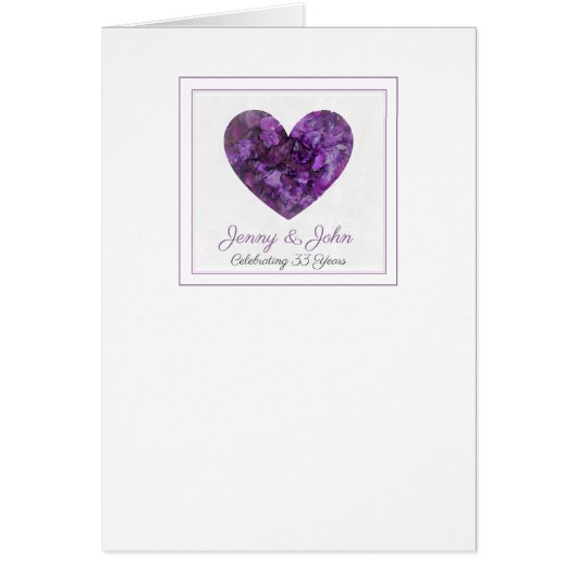 33パーソナライズされた周年紫結婚ハート (正面)