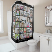 33フォトコラージュモダンスクエアレイアウトブラック シャワーカーテン (インサイチュ)