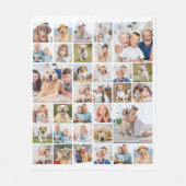 33モダンフォトコラージュ家族ペット犬写真 フリースブランケット (正面)