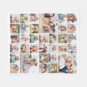 33モダンフォトコラージュ家族ペット犬写真 フリースブランケット (正面(横))