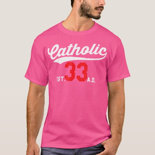 33代以降のカトリック信者イエス真正義質量 Tシャツ (正面)