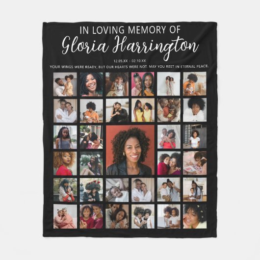 33写真パーソナライズされたコラージュ記念碑 フリースブランケット (正面)