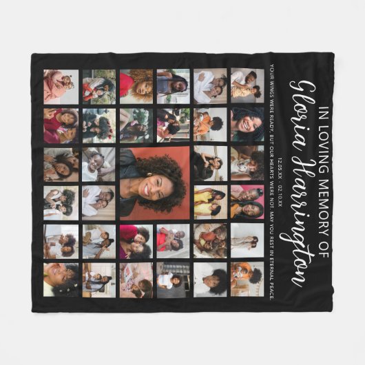 33写真パーソナライズされたコラージュ記念碑 フリースブランケット (正面(横))