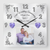 33周年の贈り物結婚アイディアのパーソナライズ スクエア壁時計 (正面)