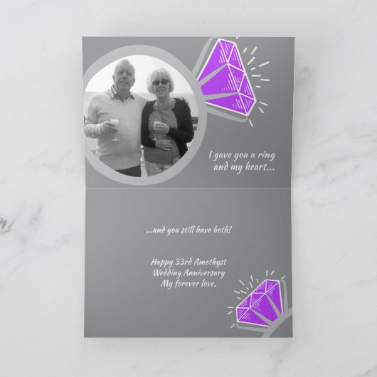 33周年アメティスがリングし、写真を撮る カード (内部)