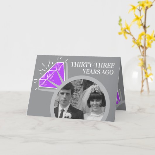 33周年アメティスがリングし、写真を撮る カード (黄色い花)