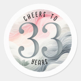 33周年記念または誕生日水彩 ラウンドシール