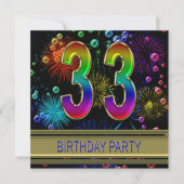 33回目の誕生日パーティーの招待(バブル付き) 招待状 (正面)