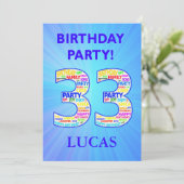 33回誕生日パーティーの招待の名前の追加 招待状 (スタンド正面)