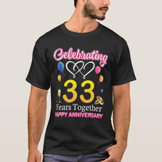 33年祝のハッピーズアニー結婚ブ Tシャツ (正面)