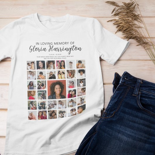 33枚の写真コラージュ追悼メモリアル Tシャツ