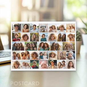 33枚の写真コラージュ - 白背景のグリッド ポストカード