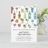 33歳の誕生日の招待カクテルコンテンポラリー 招待状 (スタンド正面)