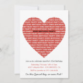 33歳の誕生日の招待タイポグラフィレッドブラック 招待状 (正面)