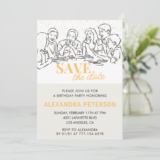 33歳の誕生日の招待ディナーを保存 招待状 (スタンド正面)