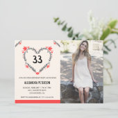 33歳の誕生日の招待フォトフローラハート 案内状 (スタンド正面)