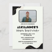 33歳の誕生日の招待メンズブラックシンプル写真 招待状 (正面)