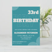 33歳の誕生日の招待メンズブルータイポグラフィ 招待状 (スタンド正面)
