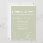 33歳の誕生日の招待モダンフローラエレガント 招待状 (正面)