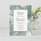33歳の誕生日の招待誕生日ディナーグリーン 招待状 (スタンド正面)