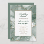 33歳の誕生日の招待誕生日ディナーグリーン 招待状 (正面/裏面)