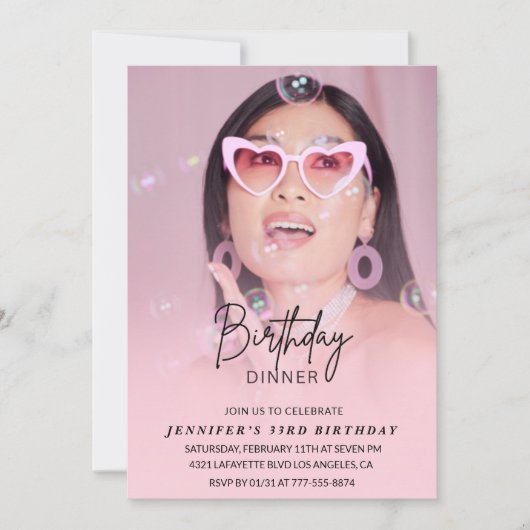 33歳の誕生日の招待誕生日夕食写真 招待状 (正面)
