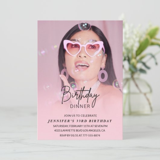33歳の誕生日の招待誕生日夕食写真 招待状 (スタンド正面)