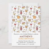 33歳の誕生日を迎えるカクテルパターンモダン 招待状 (正面)