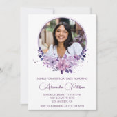 33歳の誕生日を迎えるフォトボホエレガントパープル 招待状 (正面)