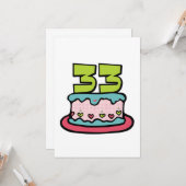 33歳の誕生日ケーキ カード (正面/裏面インサイチュ)