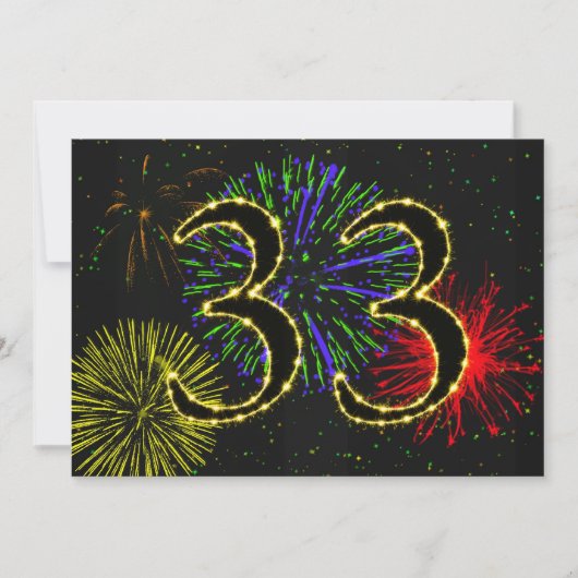 33歳の誕生日パーティーの招待 招待状 (正面)