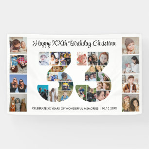 33歳の誕生日パーティーナンバー33フォトコラージュ 横断幕