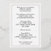 33歳の誕生日パーティー - エレガントなスクリプト + カスタムネーム 箔招待状 (裏面)