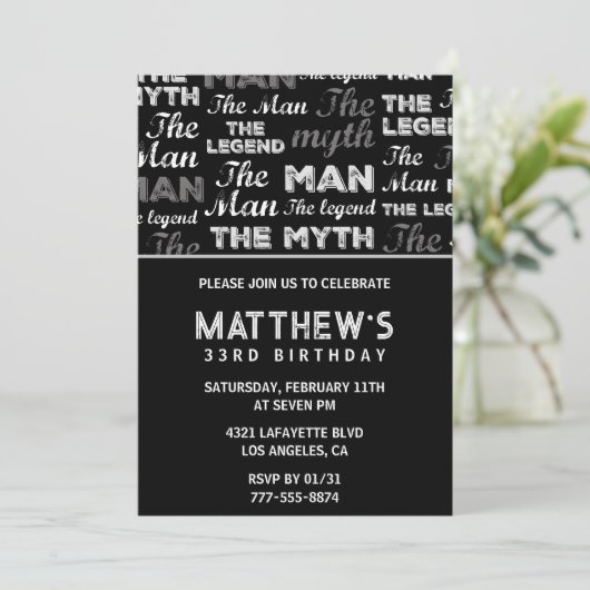 33歳の誕生日招待状メンズザ・神話ザ・レジェンド 招待状 (スタンド正面)
