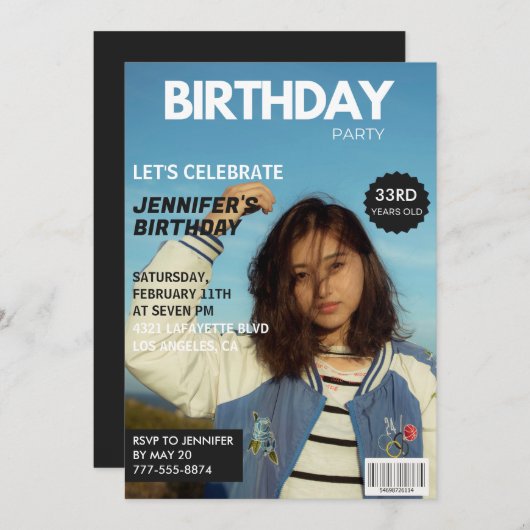 33歳の誕生日招待状雑誌カバー 招待状 (正面/裏面)