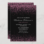 33歳の誕生日招待状 グラムピンク グリッター 招待状 (正面/裏面)