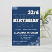 33歳の誕生日招待状 男性 紺色 招待状 (スタンド正面)