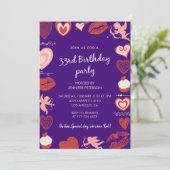 33歳の誕生日招待状 紫色のかわいい天使 招待状 (スタンド正面)