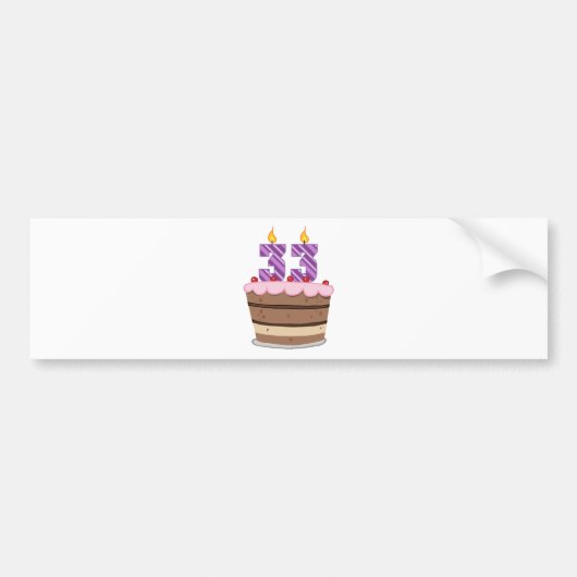 33歳オンお誕生日ケーキ バンパーステッカー (正面)