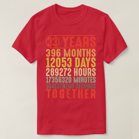 33歳結婚33周年記念品 Tシャツ (デザイン正面)