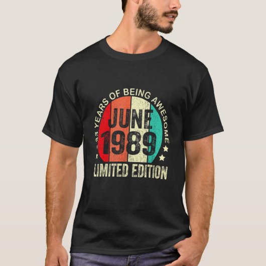 33歳1989年6月33誕生日 Tシャツ (正面)