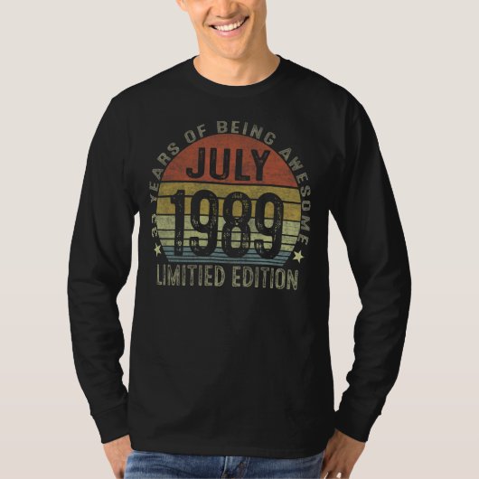 33歳1989年7月33誕生日 Tシャツ (正面)