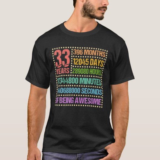 33歳396カ月素晴らし33誕生日 Tシャツ (正面)