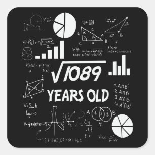33歳Bday数学先生33番目の誕生日ギフト スクエアシール