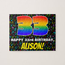 33番目の誕生日:おもしろい、カラフル音楽シンボル、「33」