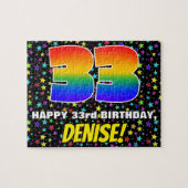 33番目の誕生日:おもしろい、カラフルStar Field Pattern ジグソーパズル (横)