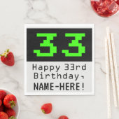 33番目の誕生日- Nerdy / オタク系のスタイル「33」と名前 スタンダードランチョンナプキン (インサイチュ)