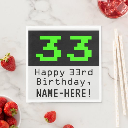 33番目の誕生日- Nerdy / オタク系のスタイル「33」と名前 スタンダードランチョンナプキン (インサイチュ)